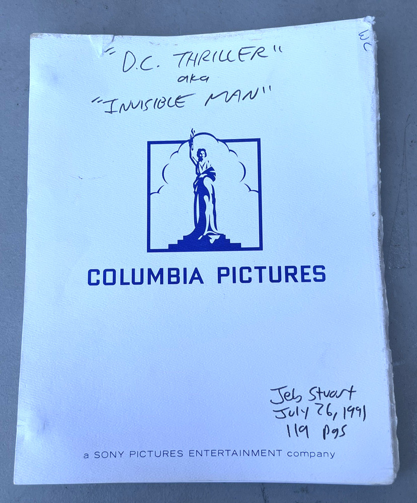 1991 Hollow Man Jeb Stuart Early Draft Movie Script Screenplay Invisible Man