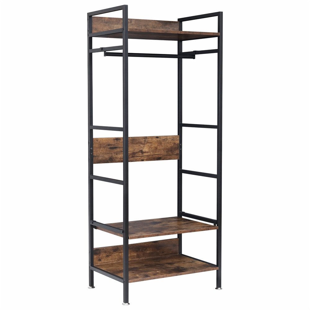 Sturdy Clothes Rack Freestanding Garment Storage Shelf Adjustable Kitchen Shelf