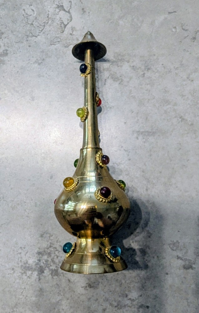Brass Incense Burner with Multicolor Beads Made in India
