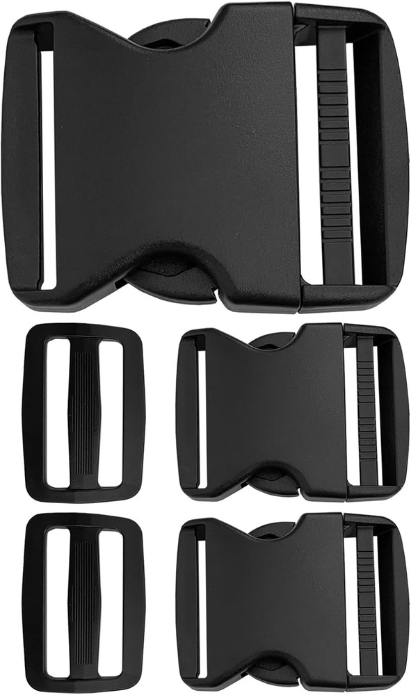2" Buckles for Straps Quick Side Release Plastic Buckle Clip 2 Pcs + Tri-Glide S