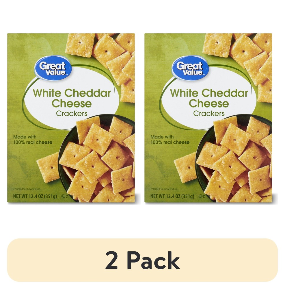 (2 pack) GREAT VALUE 12.4 OZ WHITE CHEDDAR CHEESE CRACKERS