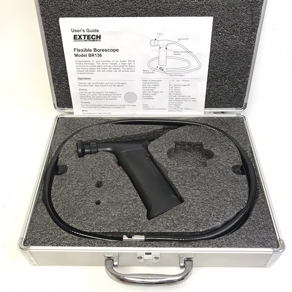 Extech Flexible Borescope Model BR136 w/ Carrying Case