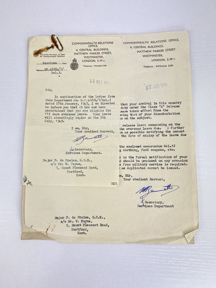 1949 Commonwealth Relations Office Letter Ephemera