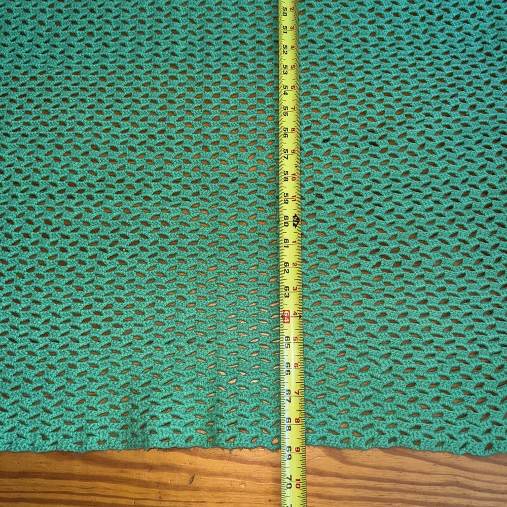 Vintage Handmade Green Crocheted Afghan~ Blanket~Throw