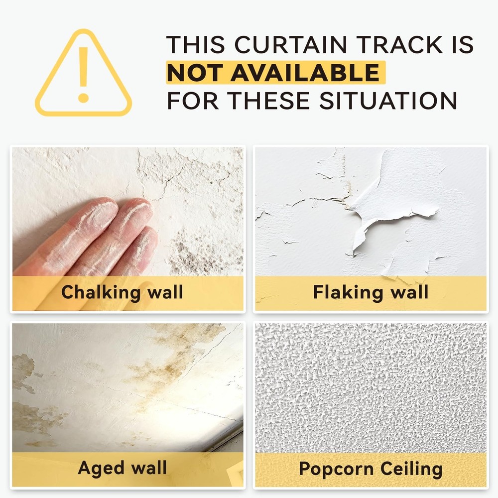 Adhesive Ceiling Curtain Track, Paste Type No Need to Drill, Suitable for Smo...