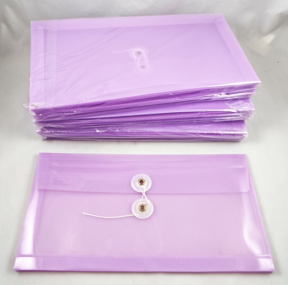 24 CLEAR Button & String Style LETTER-SIZE ENVELOPES~Transparent Purple~HFP# 921