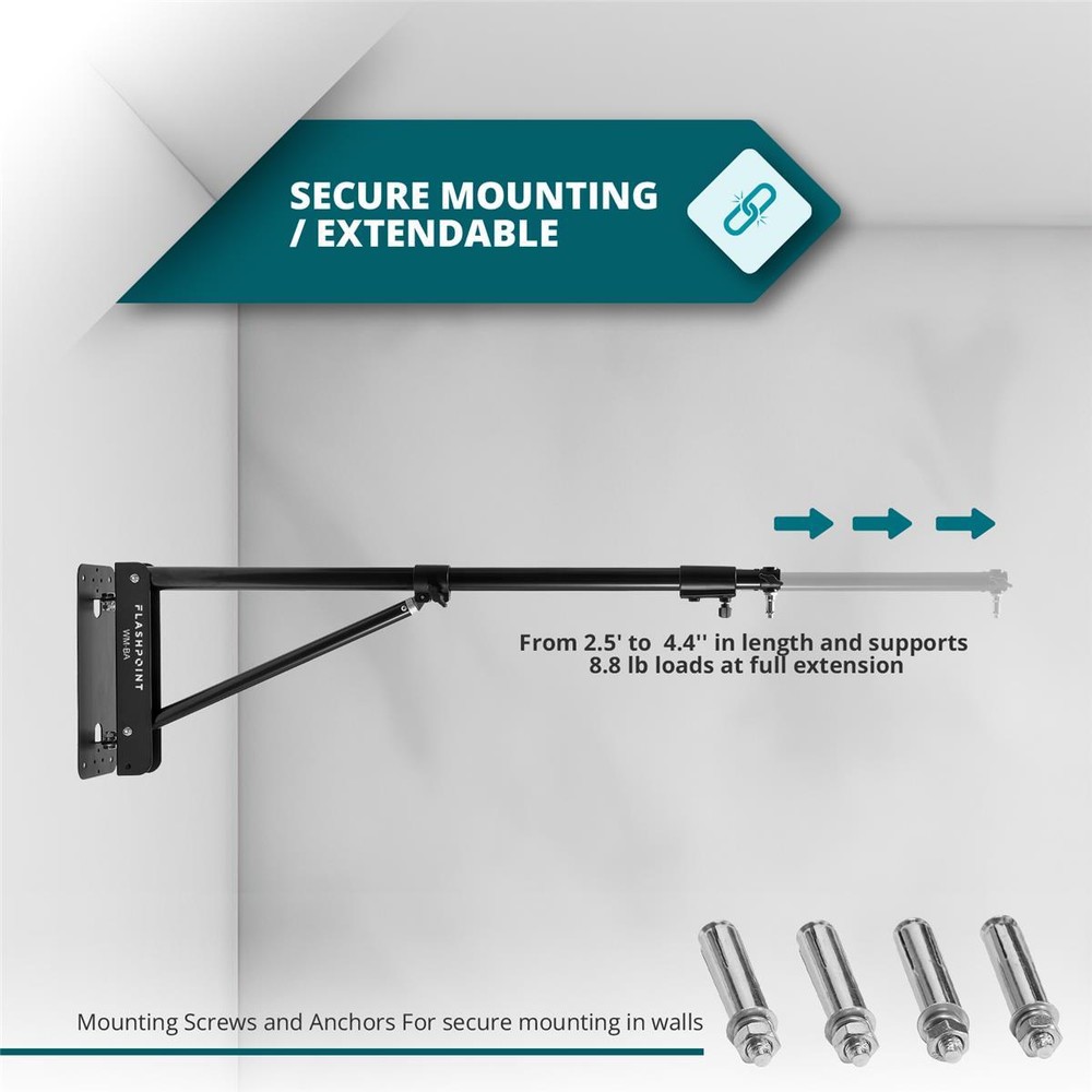 Flashpoint Wall-Mounted Boom Arm, 2.5-4.4' #FP-WM-BA