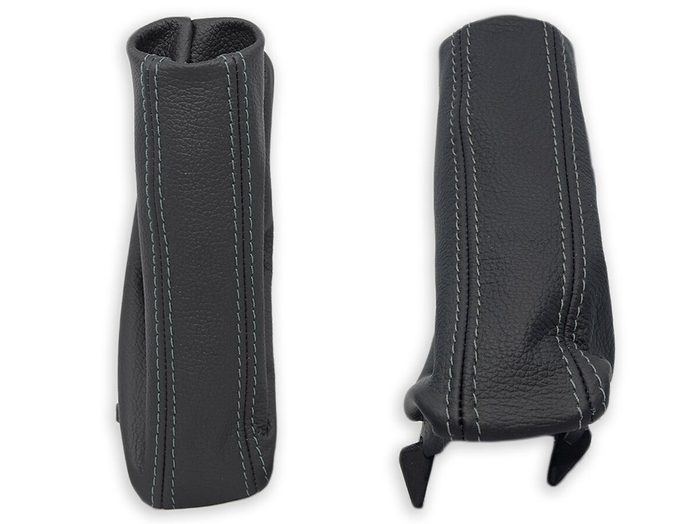 FOR BMW E60/E61 2003-2010 HANDBRAKE GAITER LEATHER STITCHING GRAY + FRAME