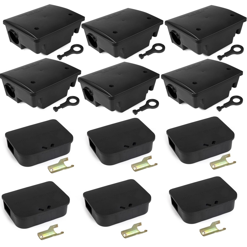 12 Pack Key–Required Rat Stations & Stations – 6 Large & 6 Compact, Lockable ...