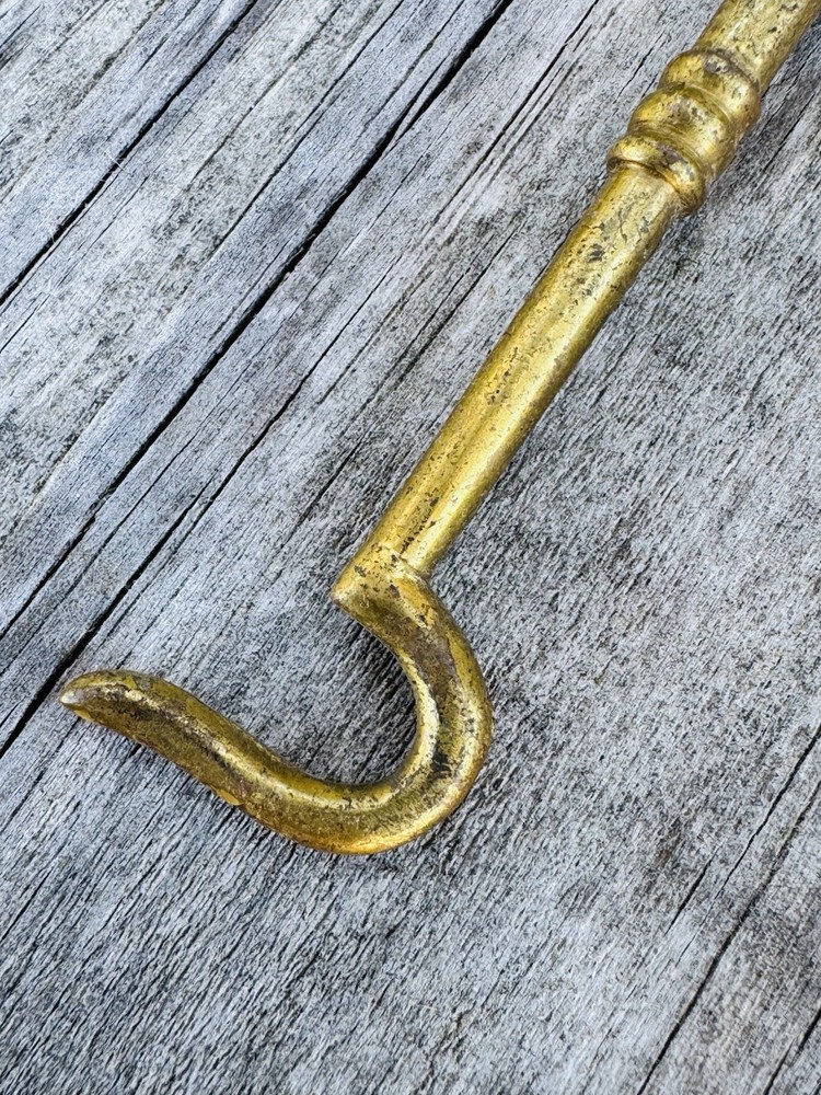Antique Salvage Solid Brass Cabin Door Hook Silent Gate Latch Hook Only 3 7/8 In