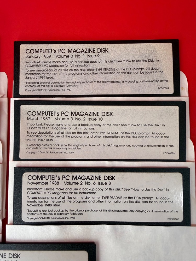 Compute PC Magazine 7 Disk Set 5.25" Diskettes Software PC