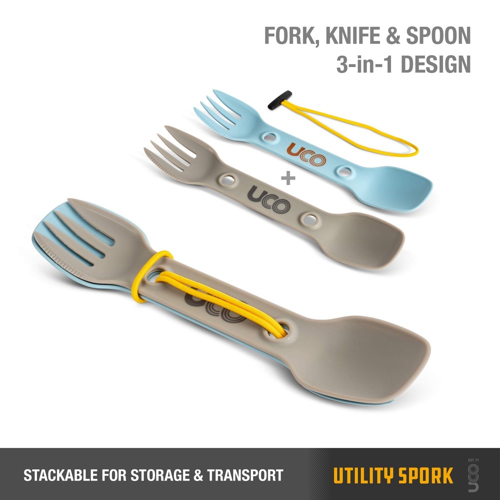 2 Pack Utility Spork Combo Spoon-Fork Utensil for Camping Backpacking Picnics