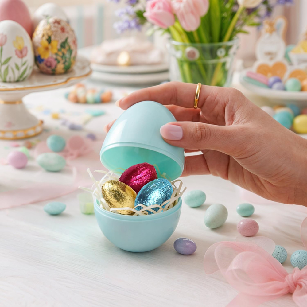 Milk Chocolate Easter Eggs Candy - Foil Wrapped Chocolate Candy Eggs for Easter