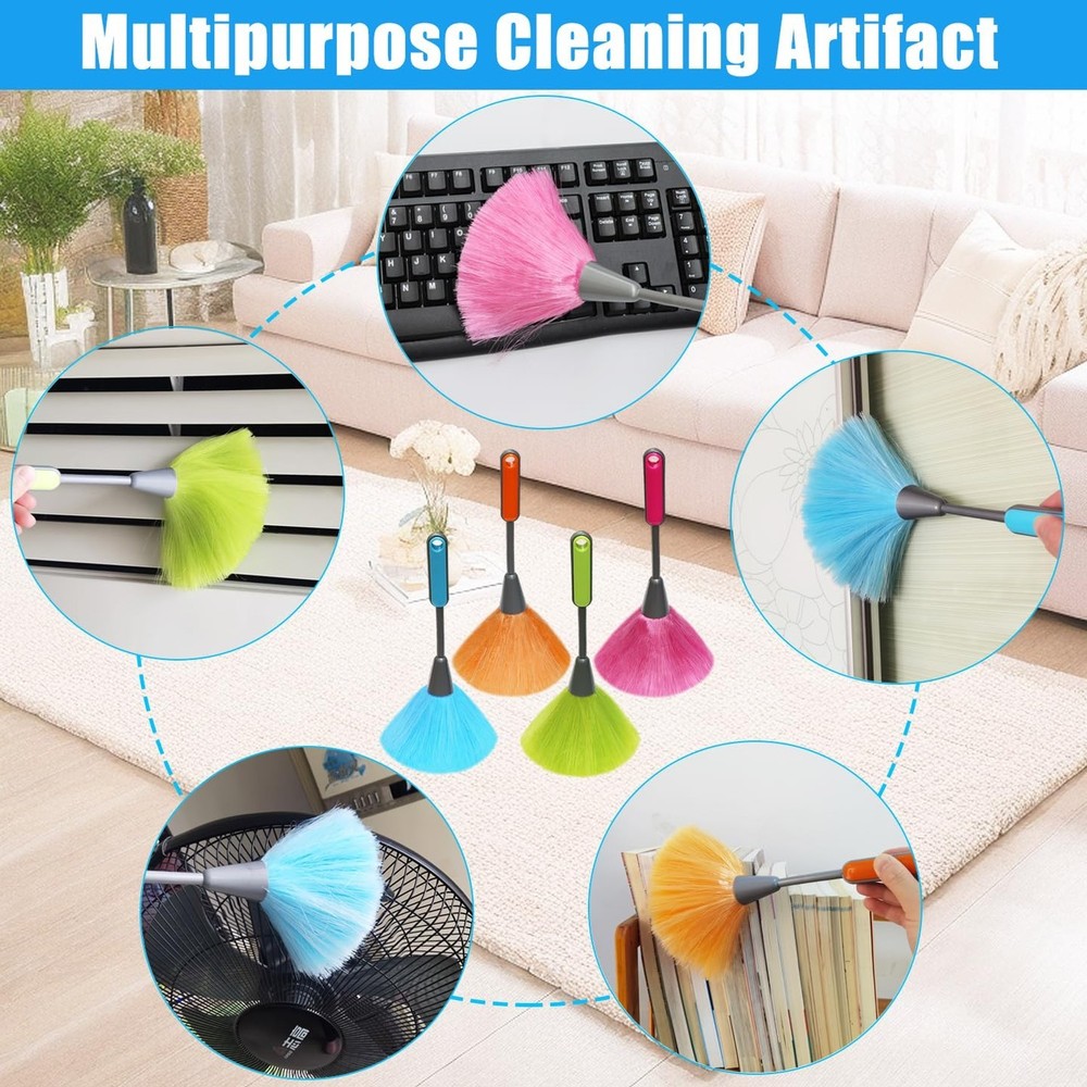 4 Pack 10" Small Microfiber Duster, Delicate Fluffy Microfiber Feather Duster...