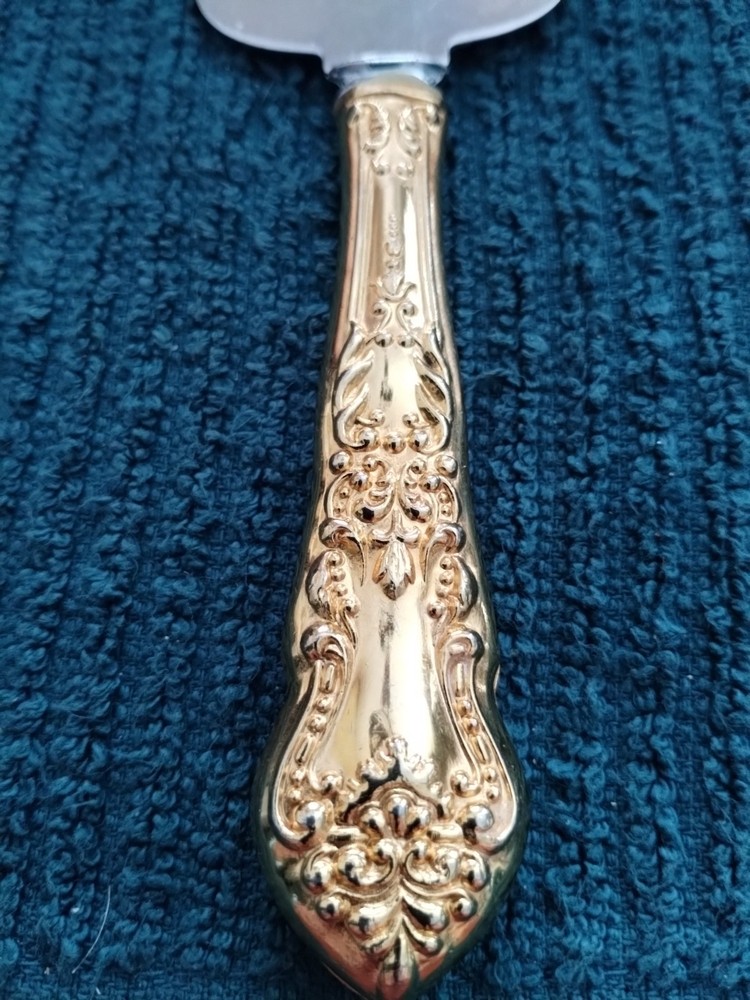 Beautiful Vintage Sheffield Cake Server With Gold Plate Handle