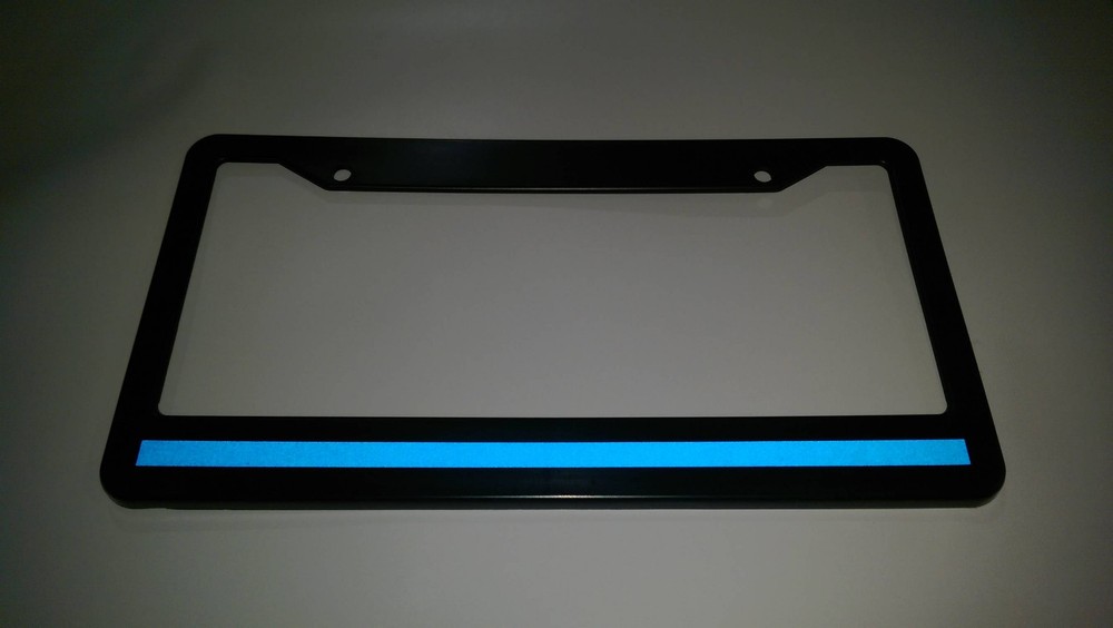 Blue Line License Plate Frame thin REFLECTIVE Support The Police Safety