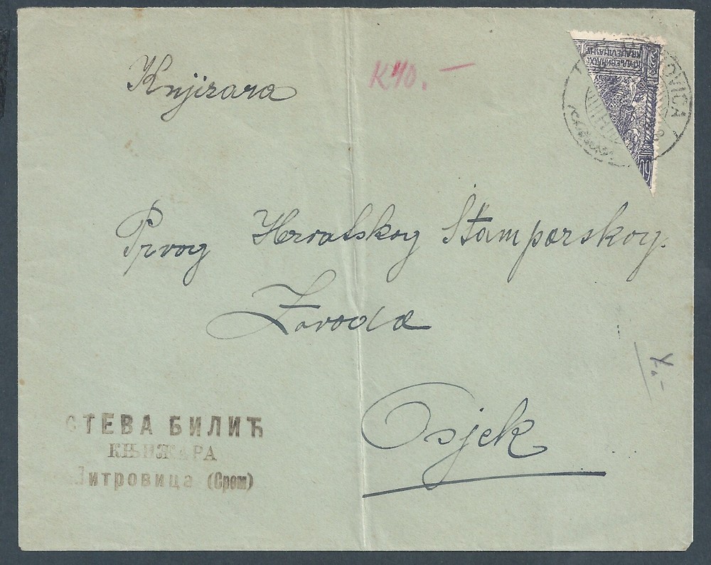 1920 YUGOSLAVIA Slovenia BISECT tied on cover