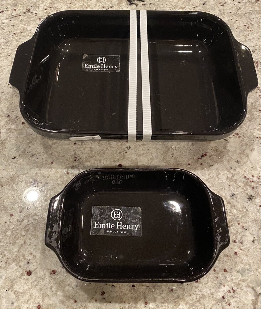 EMILE HENRY DARK CHARCOAL BLACK? RECTANGULAR BAKER & MINI BAKER