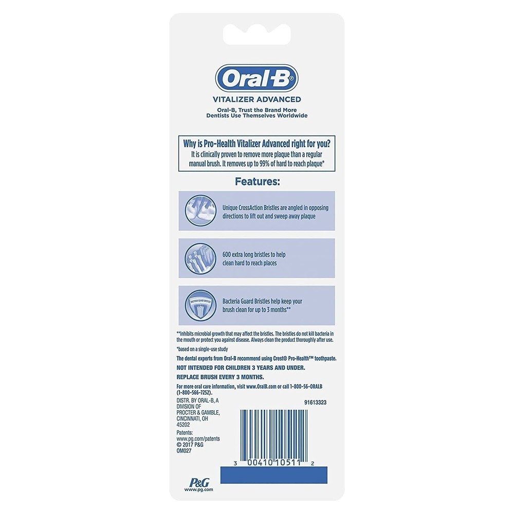 Oral-B Pro Health Vitalizer Advanced Toothbrushes, Soft, 4 Count