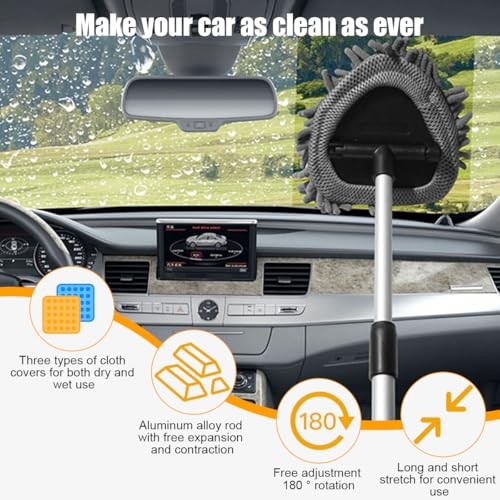 Car Windshield Cleaner Tool, Extendable Handle Vehicle Window Cleaner Triangle
