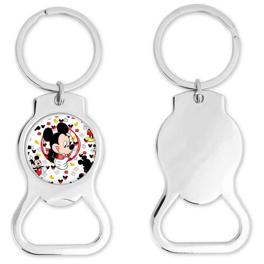 Mickey Mouse Inspired Bottle Opener Keychain Round