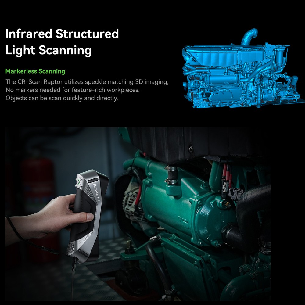 Creality CR-Scan Raptor Multiple-line Blue & NIR Consumer 3D Scanner for 3D Z5H5