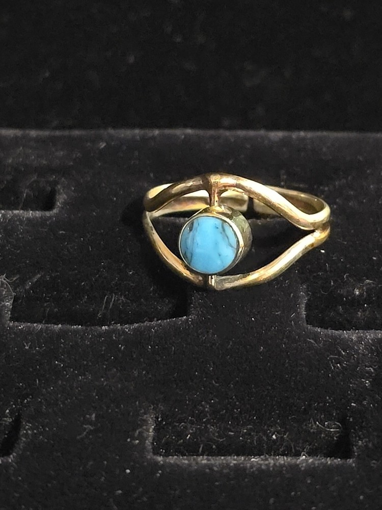 Turquoise Chrysocolla Swivel Stone Silver Ring Adjustable Versatile Band