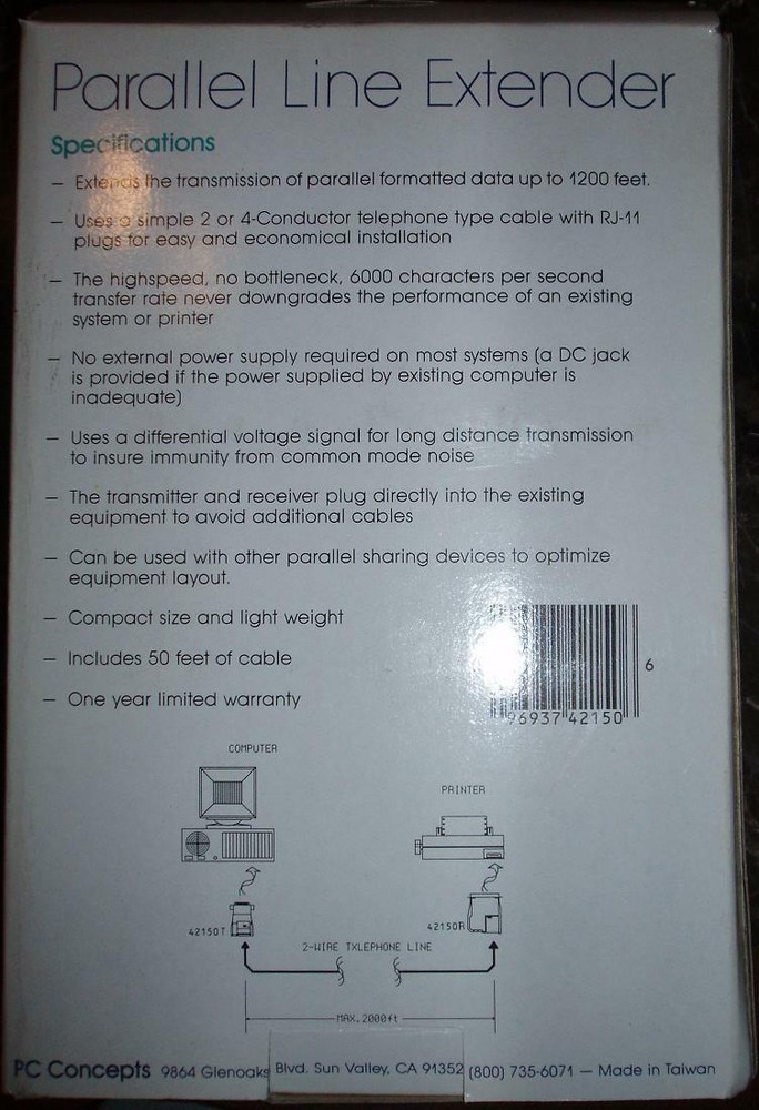 IC164 Non-Powered High Speed Parallel Data Extender NEW Printer Port NIB