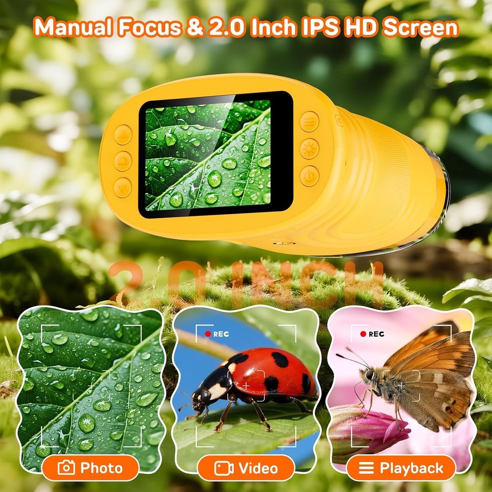 2.0" IPS Display Portable Microscope for Kids - 1000X Magnification & Easy Use