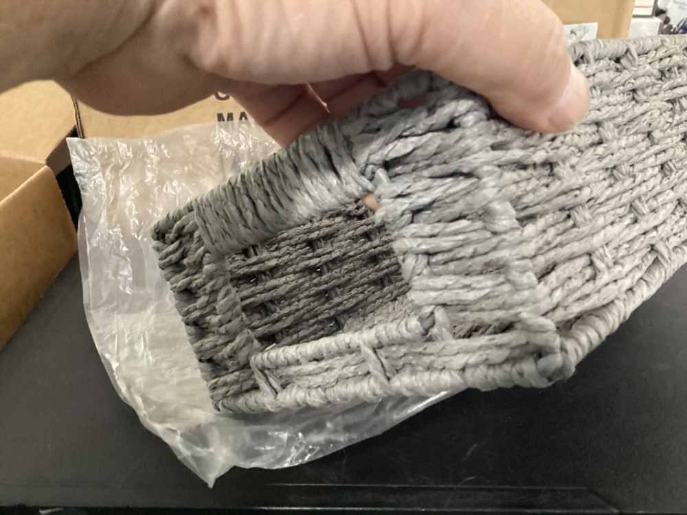 Gray Color Grass Woven Storage Bins 2)