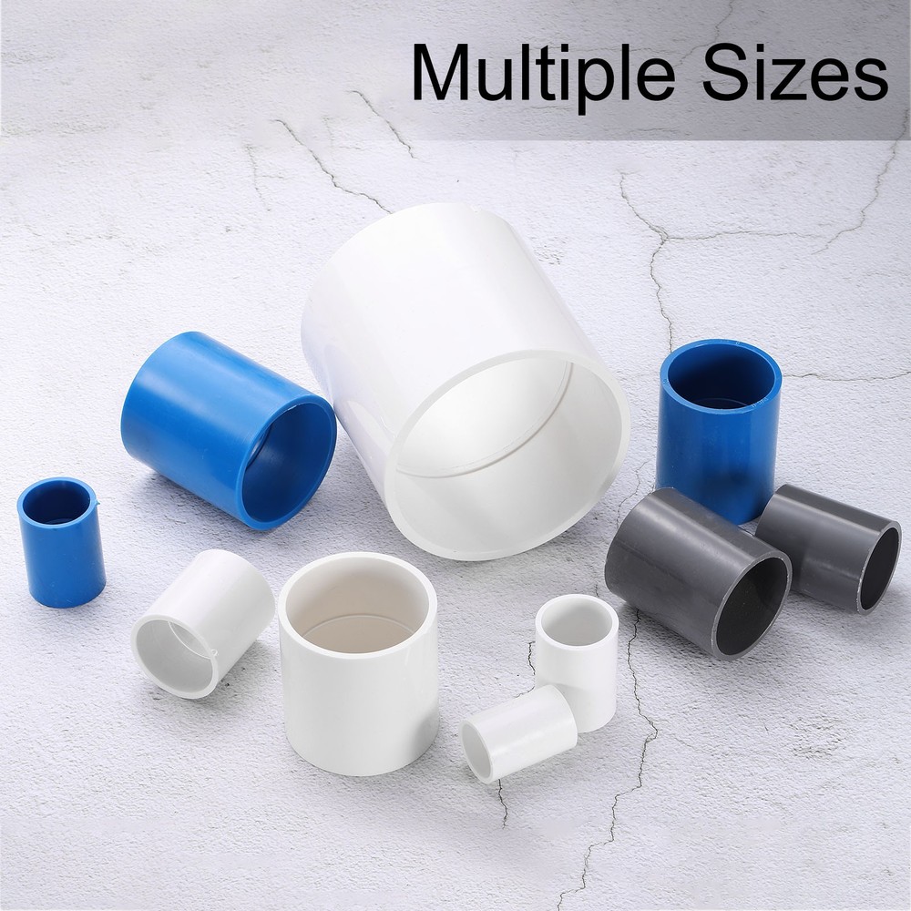 2 Pcs PVC Pipe Fitting 2.5 Inch Coupling Adapter (Socket x Socket), Grey