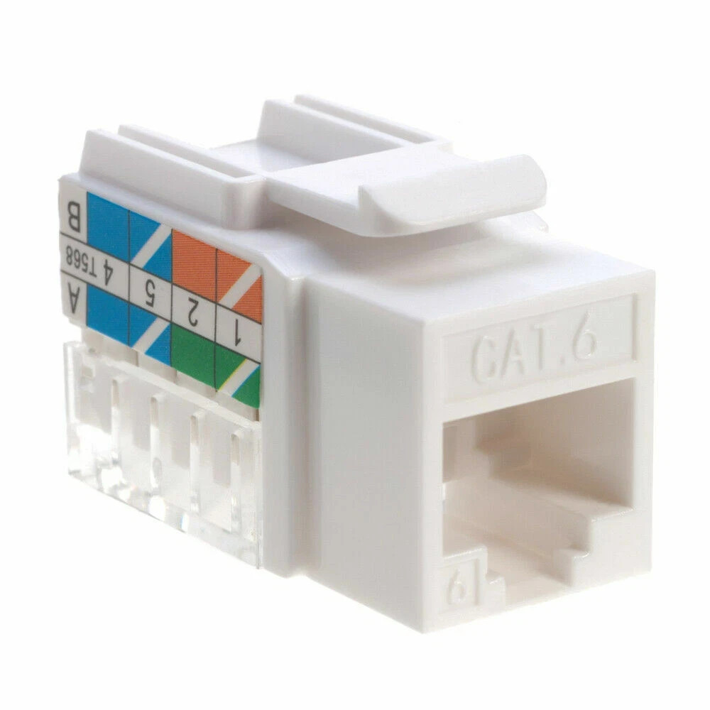 100 pcs Cat6 Punchdown Keystone Jack White 45 Degree Angle Ethernet Network PACK