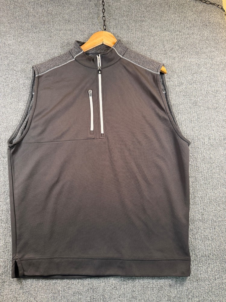 FootJoy Mens 1/4 Zip Golf Vest Size Large Moisture Wicking Stretch Solid Black