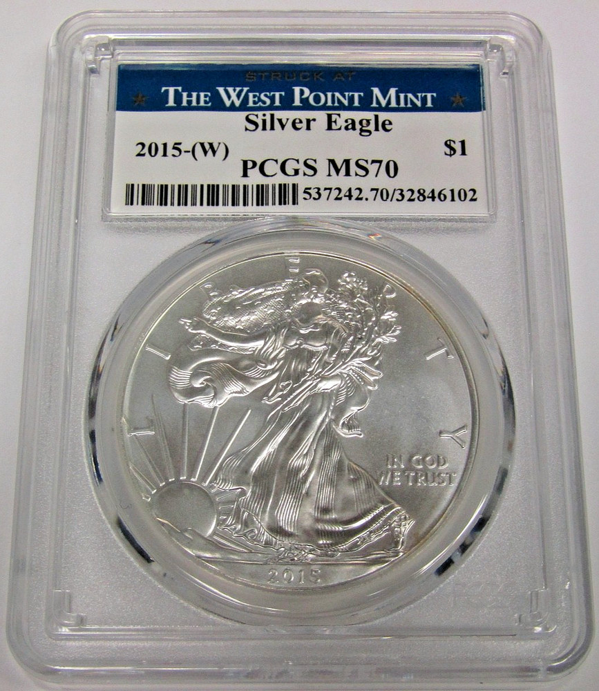 2015 W American Silver Eagle Uncirculated PCGS MS 70 SATWPM