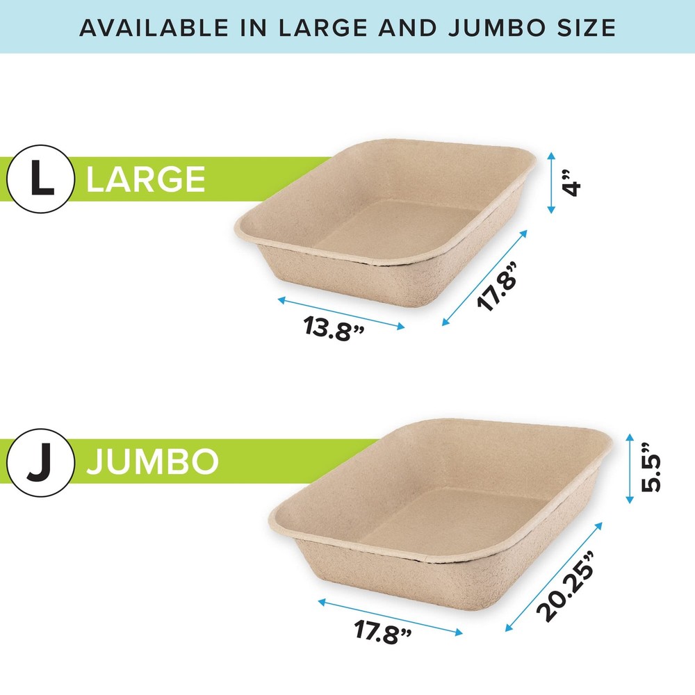 (6-Pack) Disposable Cat Litter Box, Sustainable, Clean - Large, 6-Pack