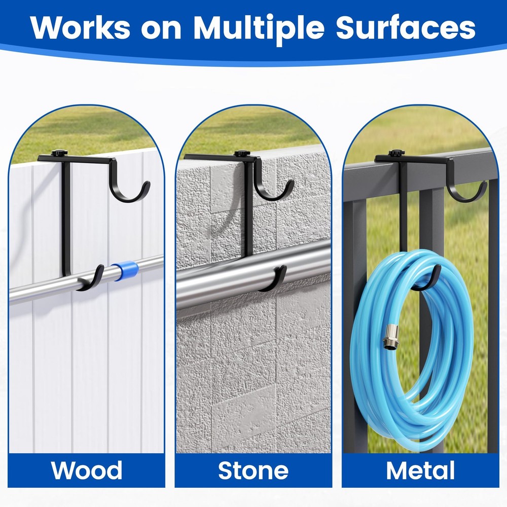 niffgaff 2pcs Double Pool Pole Hooks, Adjustable Thickened Panel Black