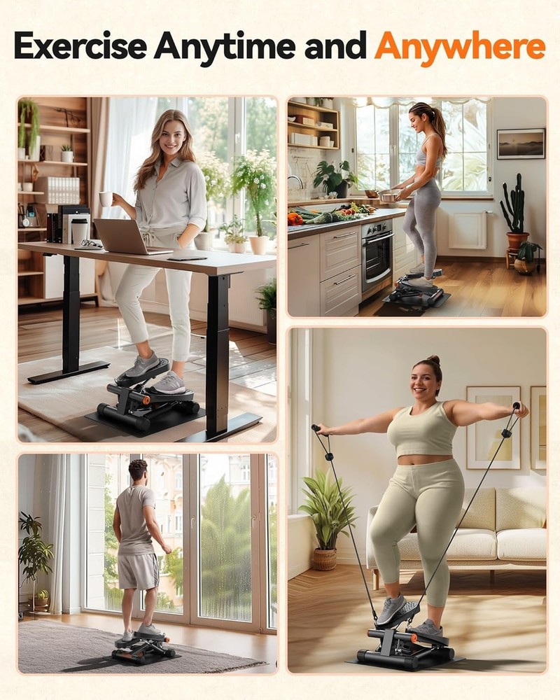Portable Stepper with Resistance Bands-