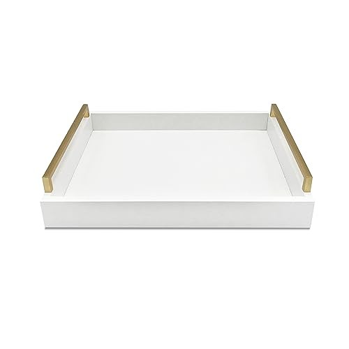Faux Leather Rectangular Tray, 15"W x 11"L x 2"H Snow White