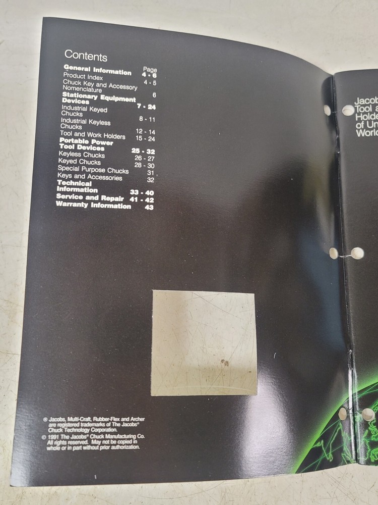 1991 Jacobs Chucks Tools Products Catalog