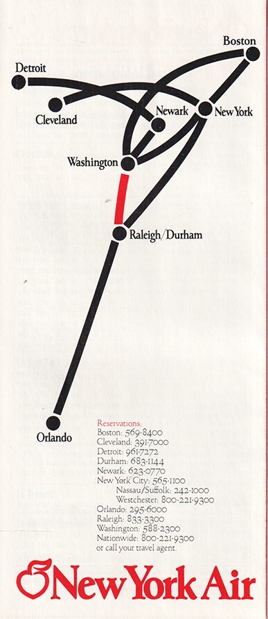 New York Air timetable 1982/10/31