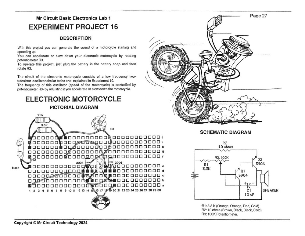 MC1-16 ** Mr Circuit Science ** Experiment Kit -ELECTRONIC MOTORCYCLE