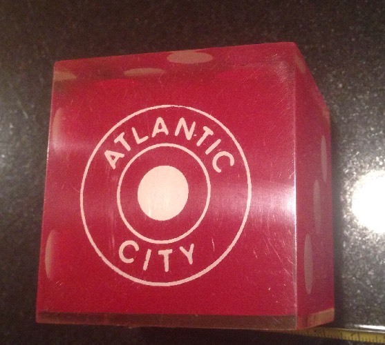 One 2 1/2" Acrylic ATLANTIC CITY Oversized Dice