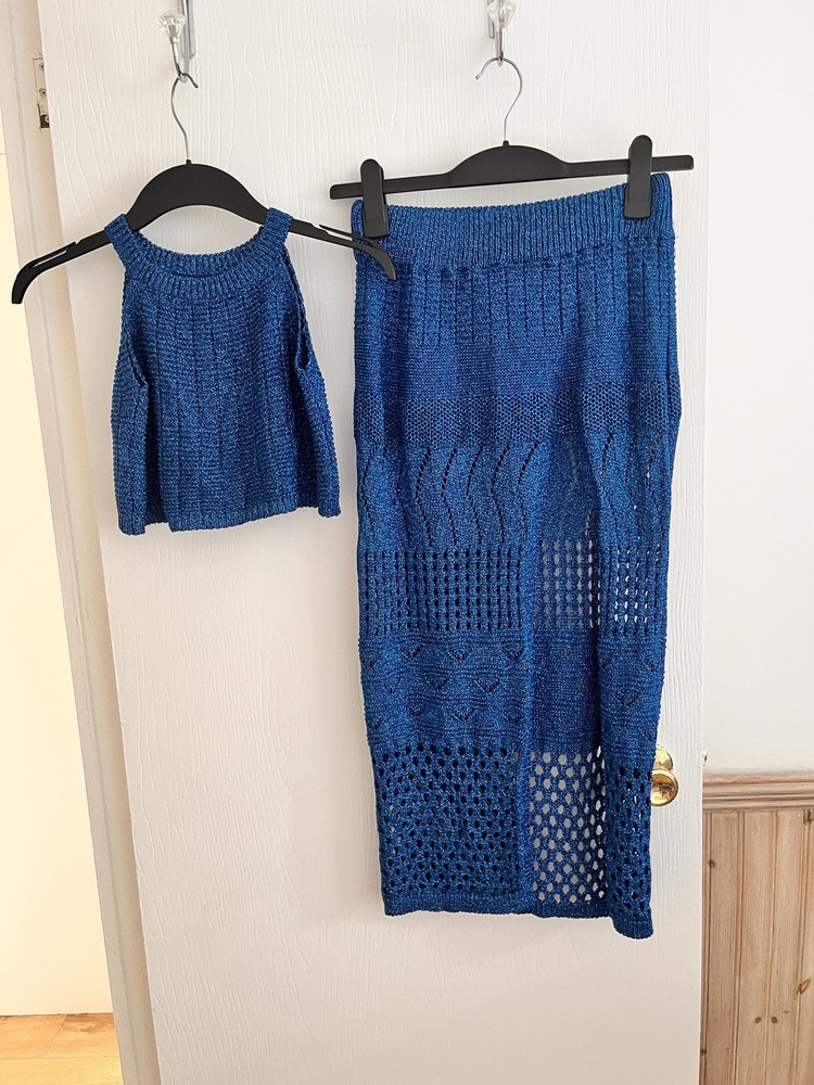 Blue crochet glitter coord will fit size 6-8