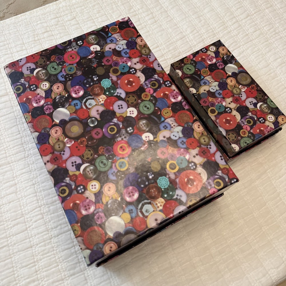 Storage Boxes(2), Assorted Buttons And Vintage Sewing Box.