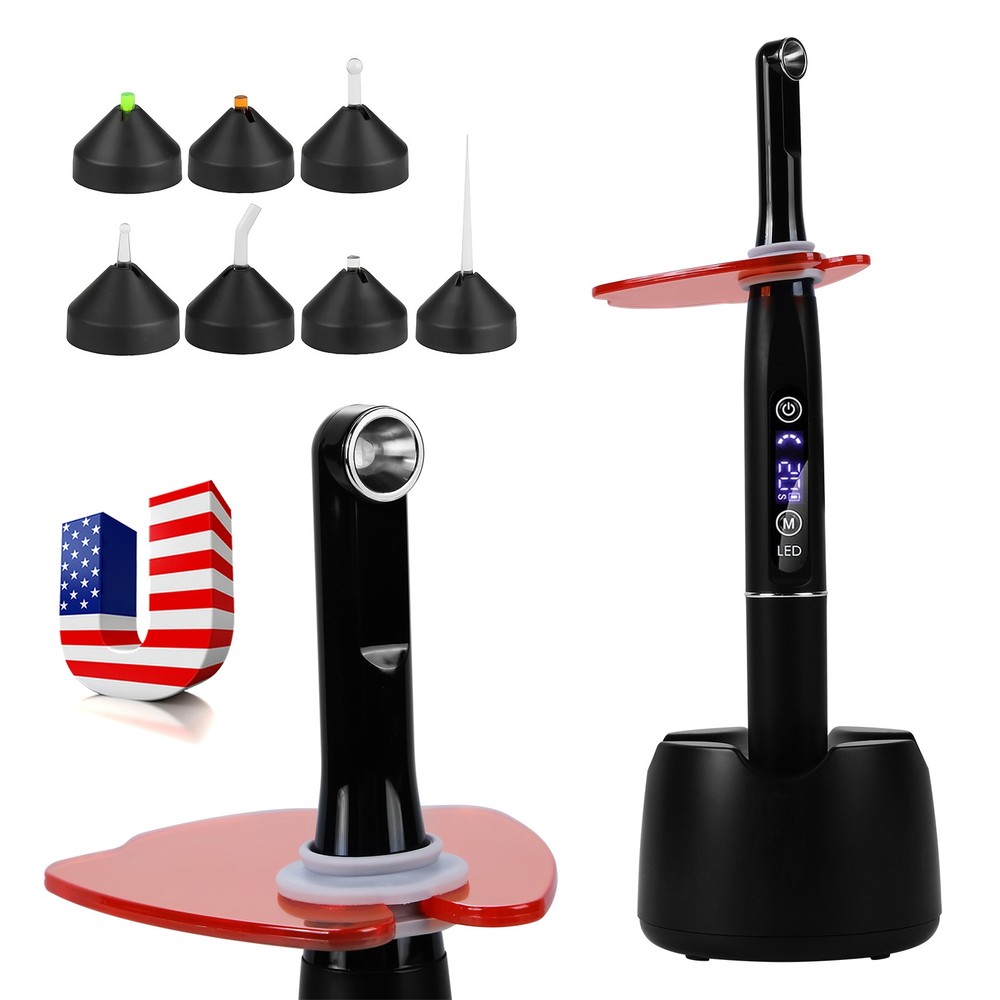 Dental Wireless LED Curing Light 1 Second Curing 2500mW/cm² with 7 Curing Lens