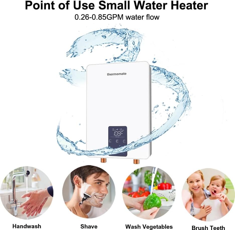 Mini Tankless Water Heater Electric 120V 4500W Point of Use for Sink Faucet CSA