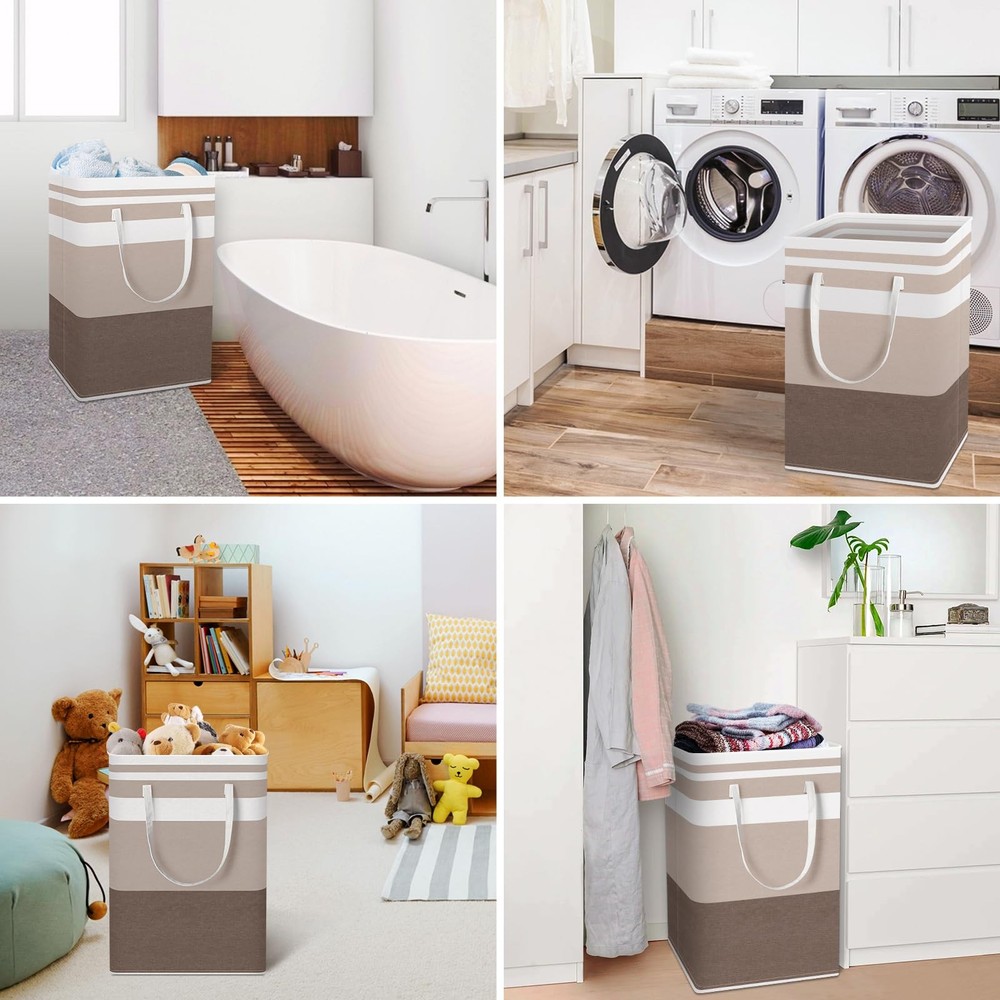 2Pack Large Laundry Basket, Waterproof, Freestanding Laundry Hamper, Collapsi...