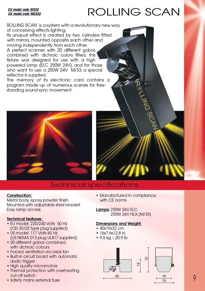 Rolling Scan Programmi Sistemi Luce (PSL) Effect Light Omnisistem RARE!
