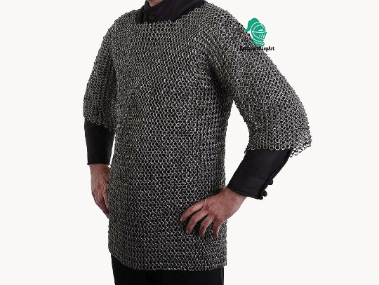 Medieval Chainmail Haubergeon 9mm Flat Riveted Flat Washer Chain Mail Shirt