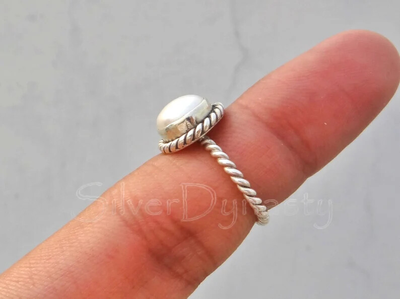 Peral Solid925 Sterling Silver Band& Statement Ring Handmade Ring All Size -q-61